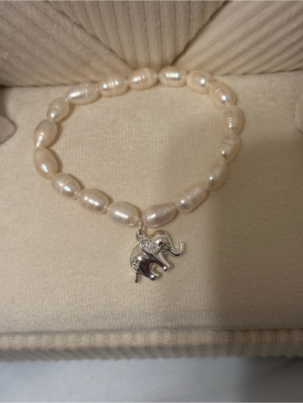 kate spade Pearl Bead Bracelet with Silver Elephant Charm - Cream